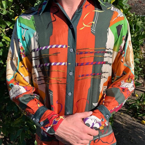 Hermès Other - Hermès Harlequin Vintage Silk Shirt